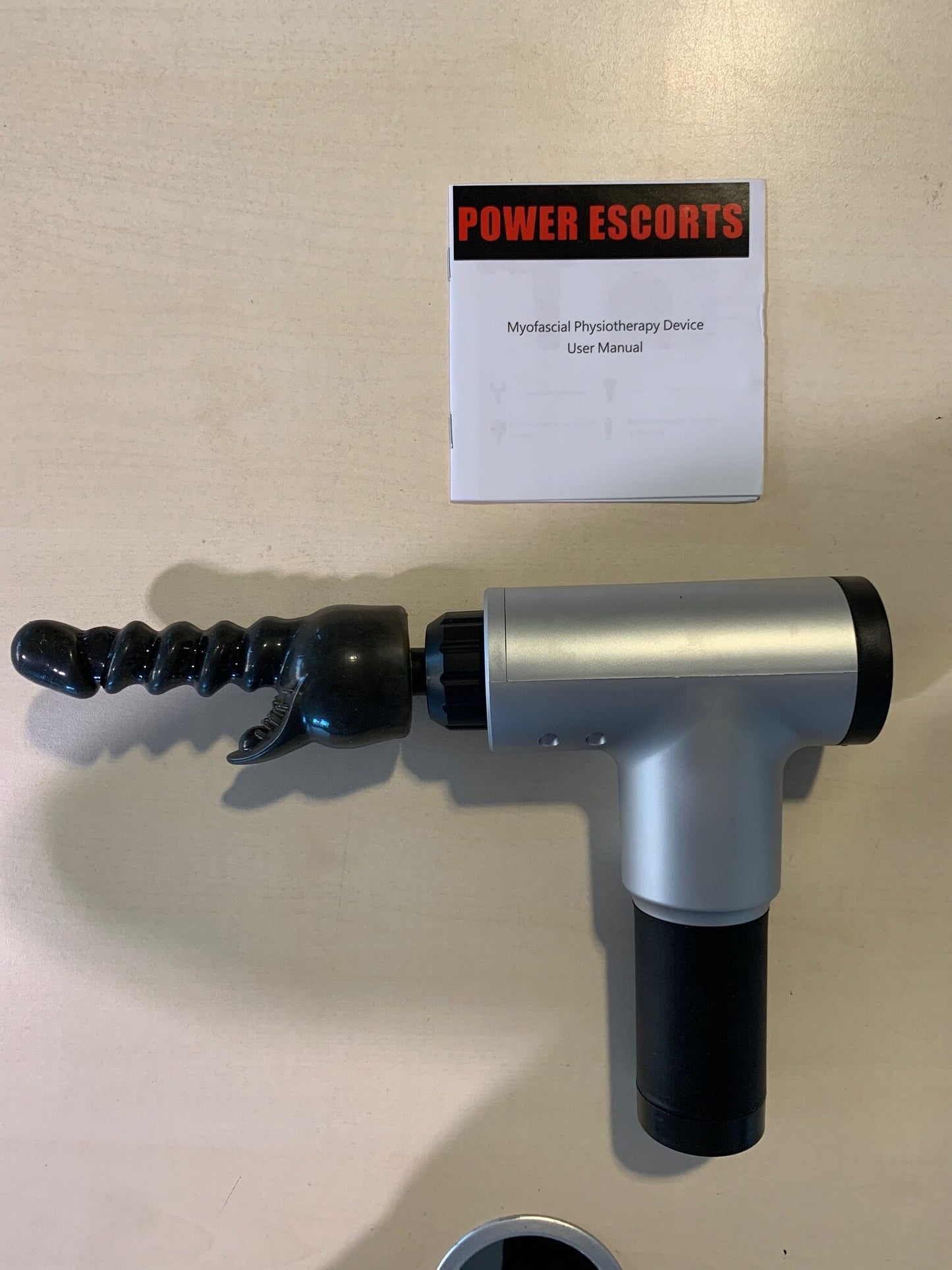 Power Escorts - BR182 - Fascial Massage Gun - Massage gun - Rechargeable - 3 exchangeable parts - must for all sports woman or man - extra Intim Attachment  - ideal for sporters