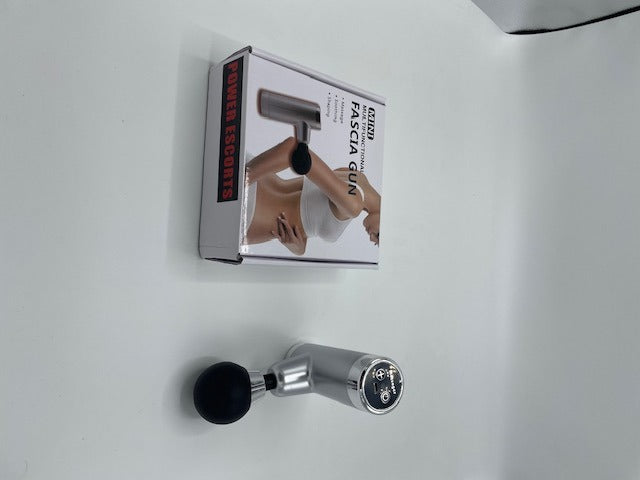 Power Escorts - FG01 - Powerfull - Fascia Massage Gun - Mini Massage gun - Rechargeable - 1 extra exchangeable Intim part - must for horny female or male and must for all sports woman or man - extra Intim Attachment - ideal for sporters - Trendy Silver
