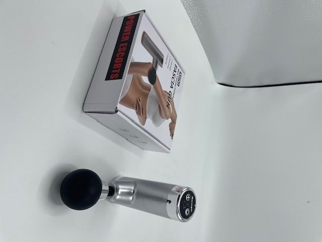 Power Escorts - FG01 - Powerfull - Fascia Massage Gun - Mini Massage gun - Rechargeable - 1 extra exchangeable Intim part - must for horny female or male and must for all sports woman or man - extra Intim Attachment - ideal for sporters - Trendy Silver