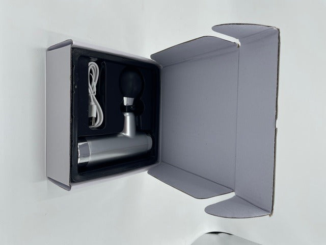Power Escorts - FG01 - Powerfull - Fascia Massage Gun - Mini Massage gun - Rechargeable - 1 extra exchangeable Intim part - must for horny female or male and must for all sports woman or man - extra Intim Attachment - ideal for sporters - Trendy Silver