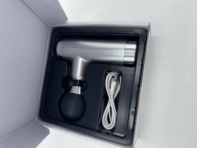 Power Escorts - FG01 - Powerfull - Fascia Massage Gun - Mini Massage gun - Rechargeable - 1 extra exchangeable Intim part - must for horny female or male and must for all sports woman or man - extra Intim Attachment - ideal for sporters - Trendy Silver