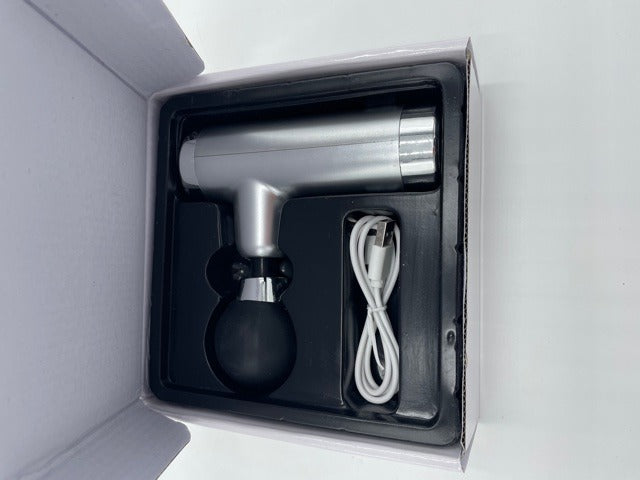 Power Escorts - FG01 - Powerfull - Fascia Massage Gun - Mini Massage gun - Rechargeable - 1 extra exchangeable Intim part - must for horny female or male and must for all sports woman or man - extra Intim Attachment - ideal for sporters - Trendy Silver