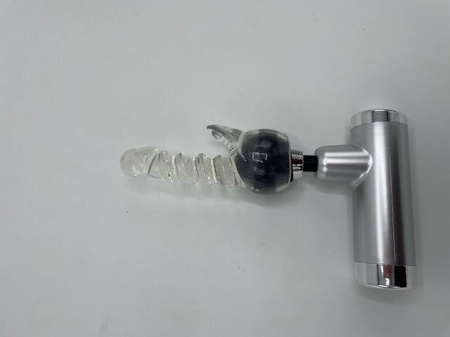 Power Escorts - FG01 - Powerfull - Fascia Massage Gun - Mini Massage gun - Rechargeable - 1 extra exchangeable Intim part - must for horny female or male and must for all sports woman or man - extra Intim Attachment - ideal for sporters - Trendy Silver