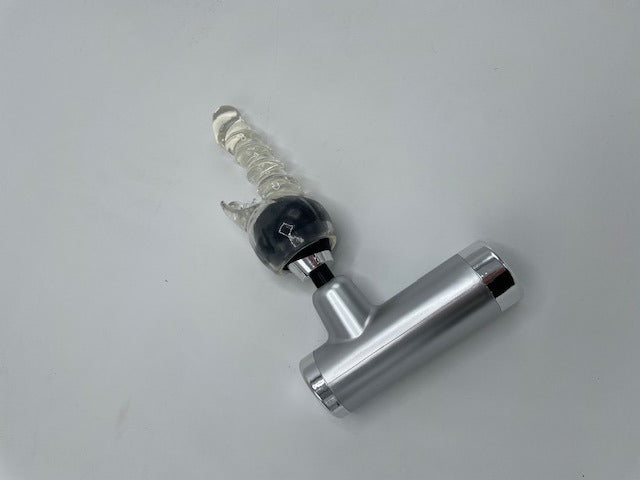 Power Escorts - FG01 - Powerfull - Fascia Massage Gun - Mini Massage gun - Rechargeable - 1 extra exchangeable Intim part - must for horny female or male and must for all sports woman or man - extra Intim Attachment - ideal for sporters - Trendy Silver