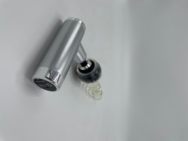 Power Escorts - FG01 - Powerfull - Fascia Massage Gun - Mini Massage gun - Rechargeable - 1 extra exchangeable Intim part - must for horny female or male and must for all sports woman or man - extra Intim Attachment - ideal for sporters - Trendy Silver