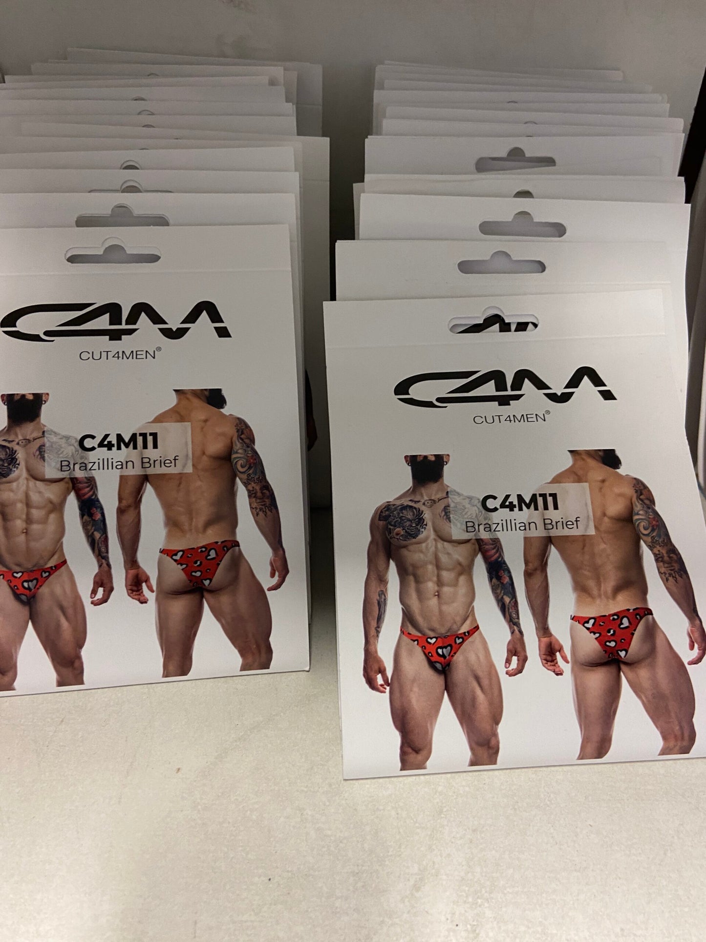 CUT4MEN - C4M11 - Brazilian Brief Men Underwear - Hearts Design - 4 Sizes - 1 Piece