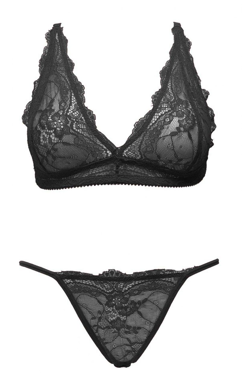 Ouno - J5295 - Sexy lingerie set - 2 parts - size S/M - Black - Colour giftbox