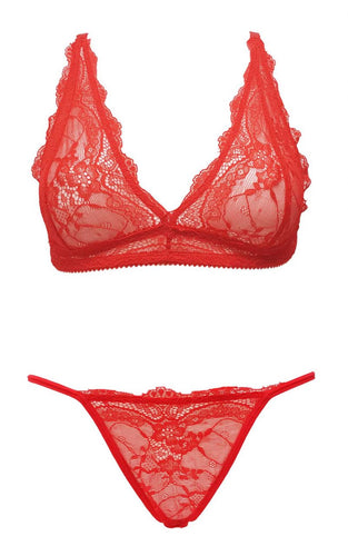 Ouno - J5295 - sexy lingerie set - 2 parts - size S/M - Red - colour giftbox