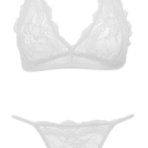 Ouno - J5295 - Sexy lingerie set - 2 parts - size S/M - White - Colour giftbox
