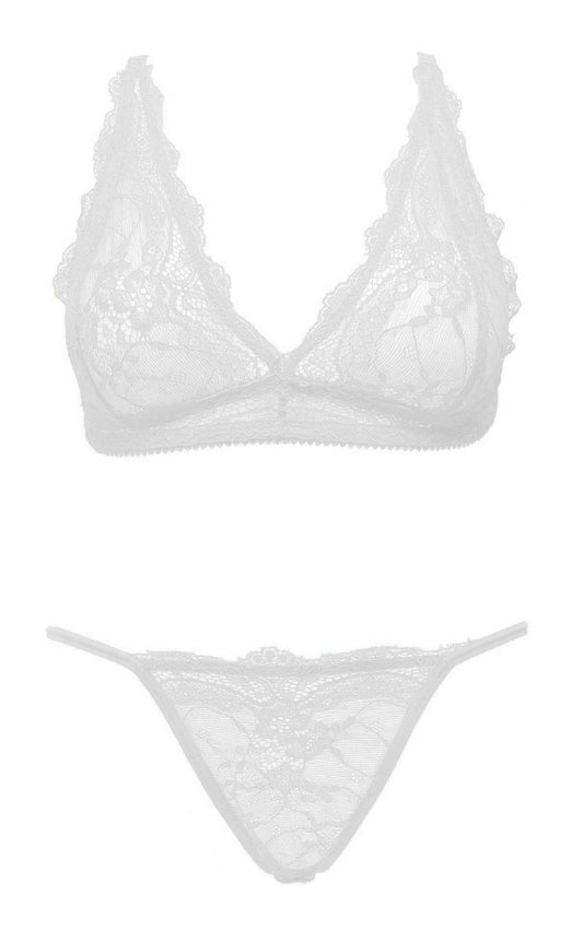 Ouno - J5295 - Sexy lingerie set - 2 parts - size L/XL - White - Colour giftbox