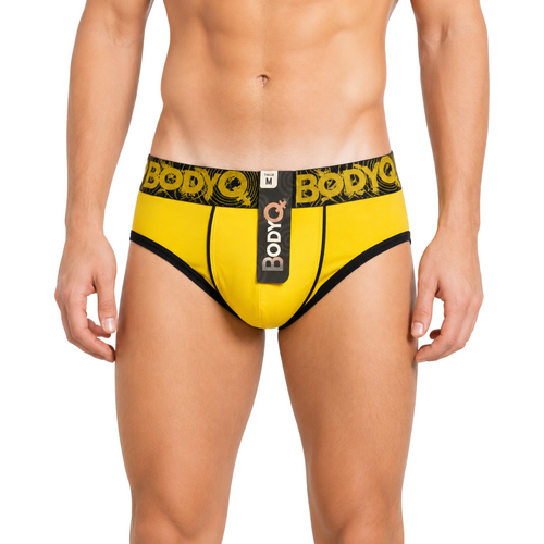BodyQ Male Lingerie - Sexy Men’s Underwear Boxer – Yellow Black - S M L XL
