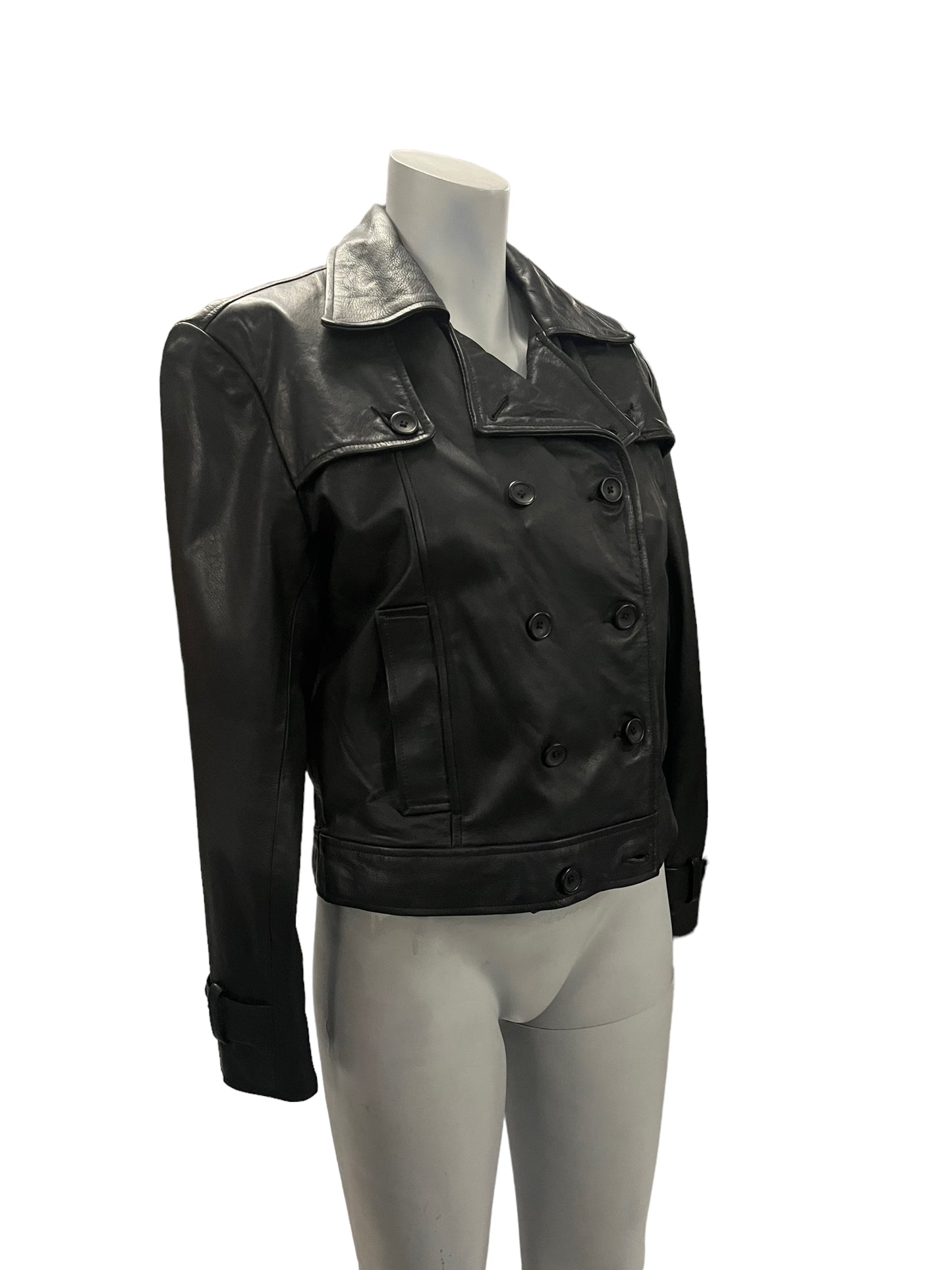 Fashion World - LL115 - Black Leather Jacket - Size S