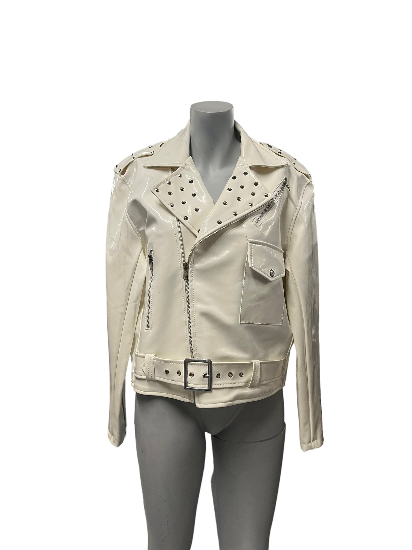 Fashion World - LL122 - White Jacket with Studs and Erotic Stains - Size M
