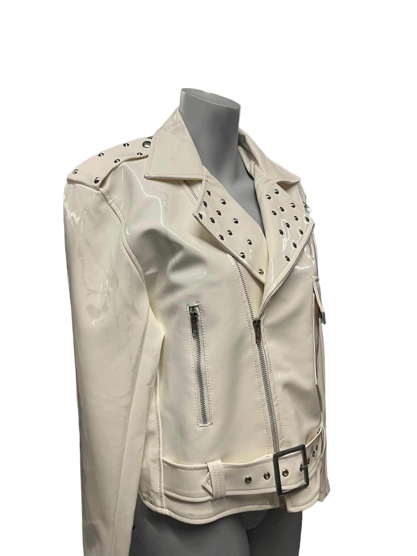 Fashion World - LL122 - White Jacket with Studs and Erotic Stains - Size M