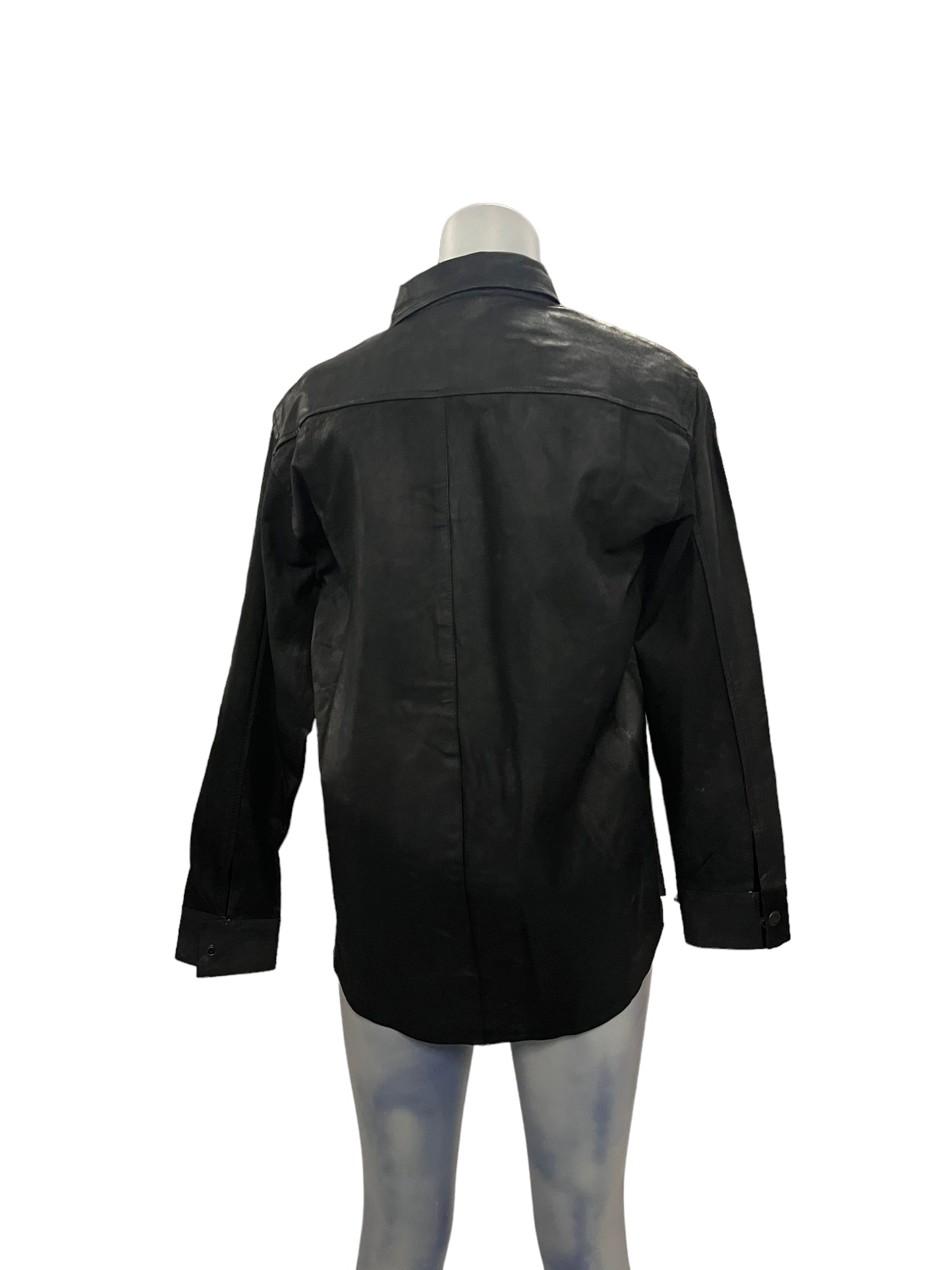 Fashion World - Black Leather Jacket With Buttons