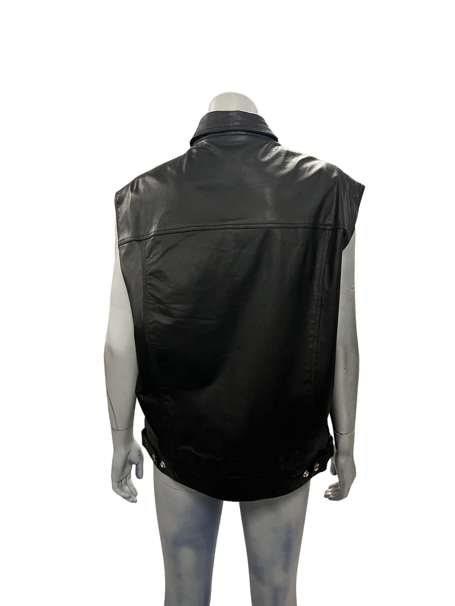 Fashion World - LL151 - Black Sleeveless Leather Jacket