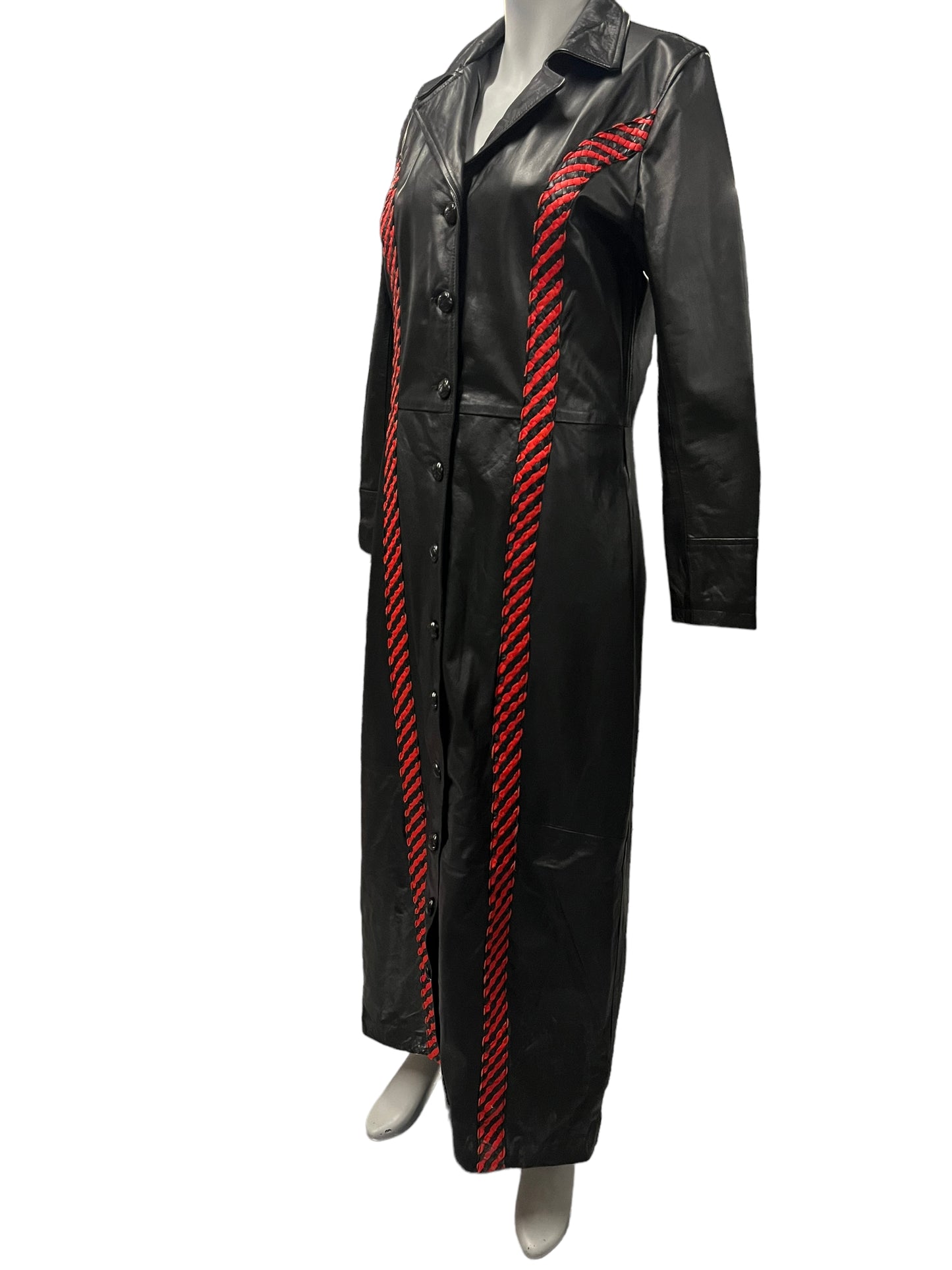 Fashion World - LL154 - Black Long Coat With Red Accents