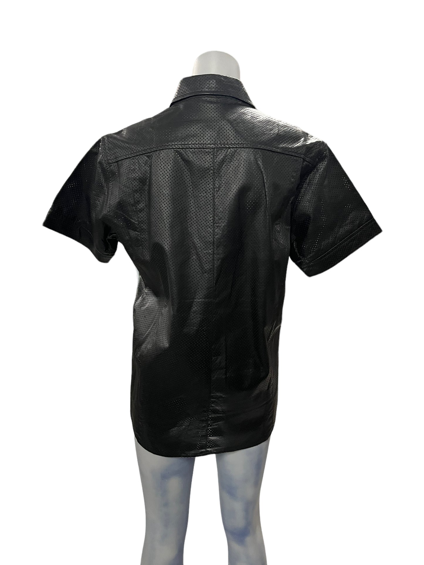 Fashion World - LL156 - Black Leather Shirt With Holes Size M