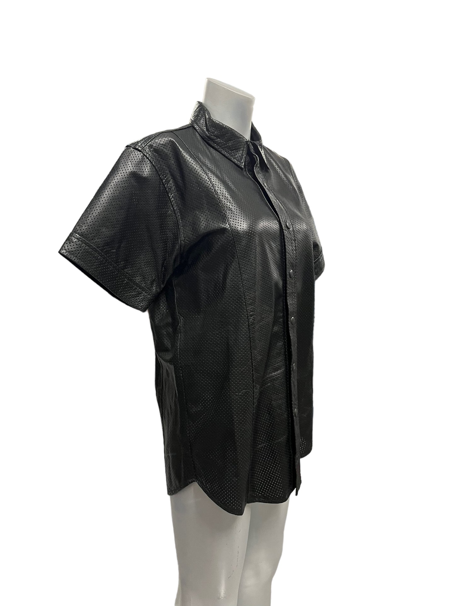 Fashion World - LL156 - Black Leather Shirt With Holes