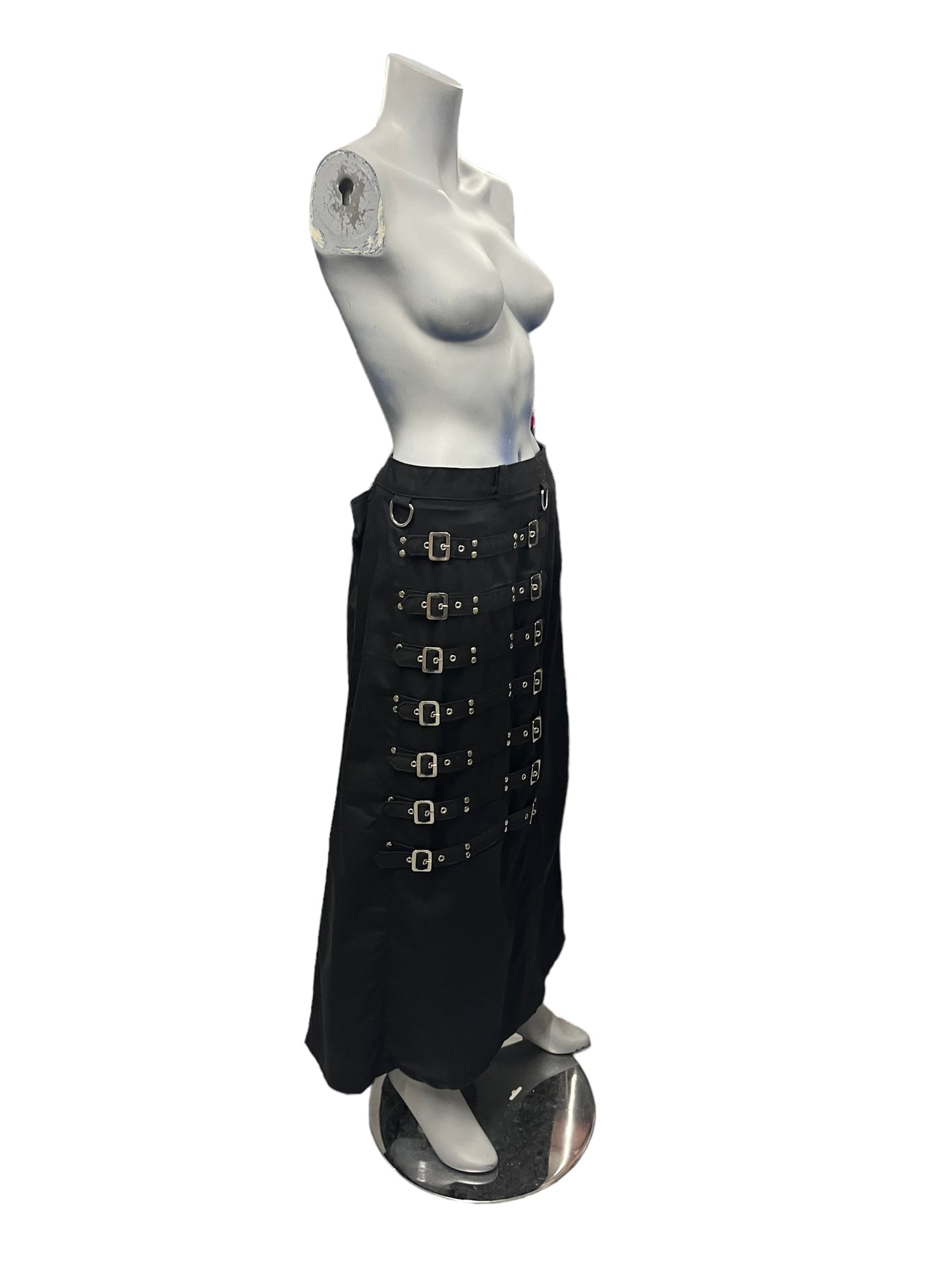 Fashion World - LL15 - Long Black Skirt with Buckle - Size S