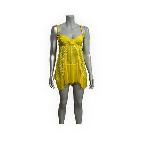 H.Nathalie - LL22 Sexy Lingerie Set - Yellow Lingerie Set - Size L