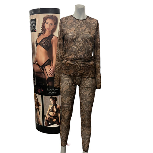 Manstore - LL28 - Brown Shirt with Patterns - Size M or L NO Trousers Only Shirt