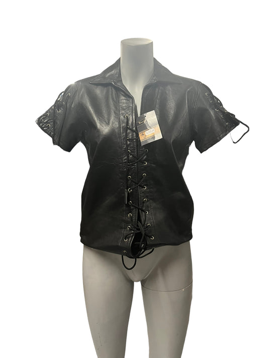 Fashion World - LL59 - Black Leather Jacket - Size XS