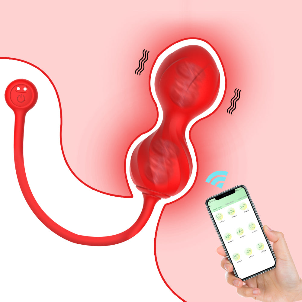Lovesecret Premium - LS01 - Love Balls - App Controlled Kegel Couples Play - 9 Vibrations - Pink - Giftbox