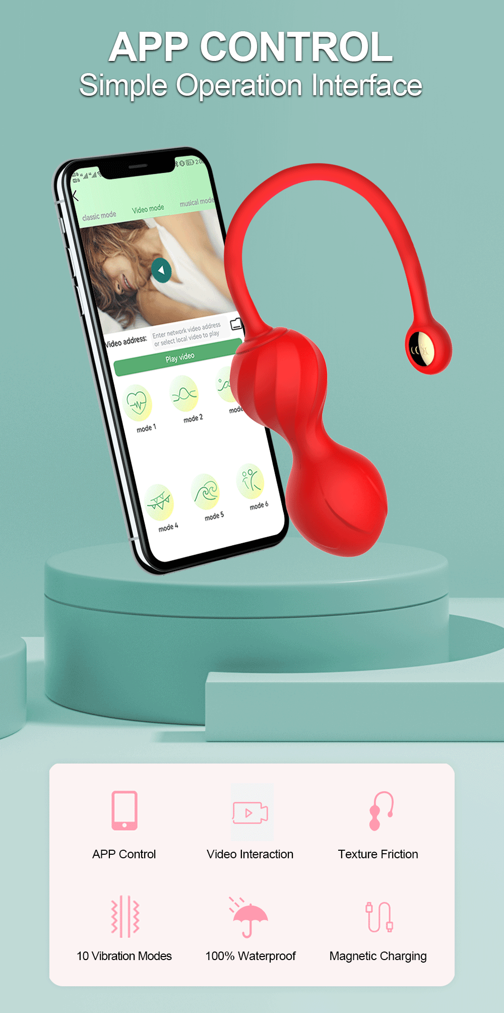 Lovesecret Premium - LS01 - Love Balls - App Controlled Kegel Couples Play - 9 Vibrations - Pink - Giftbox