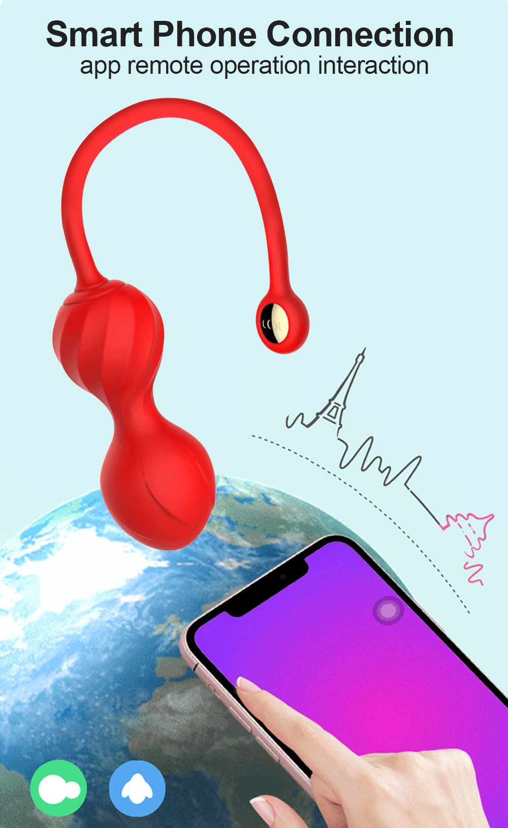 Lovesecret Premium - LS01 - Love Balls - App Controlled Kegel Couples Play - 9 Vibrations - Pink - Giftbox