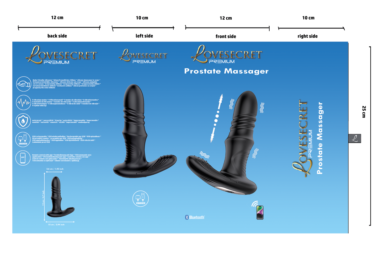 Lovesecret Premium Prostate Massager LS03 – App Controlled - Up & Down - 9 Thrusting / Vibration Modes