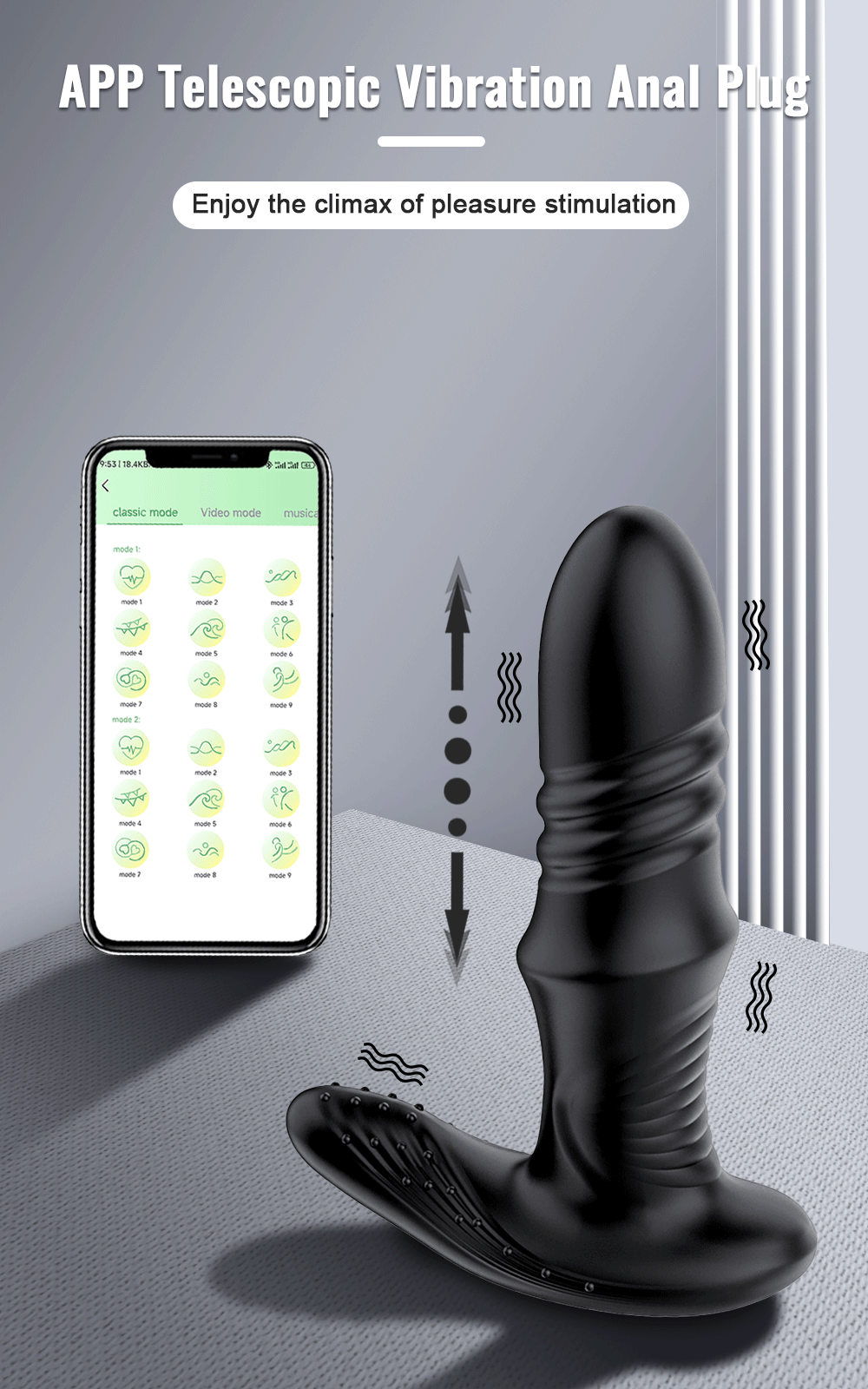 Lovesecret Premium Prostate Massager LS03 – App Controlled - Up & Down - 9 Thrusting / Vibration Modes