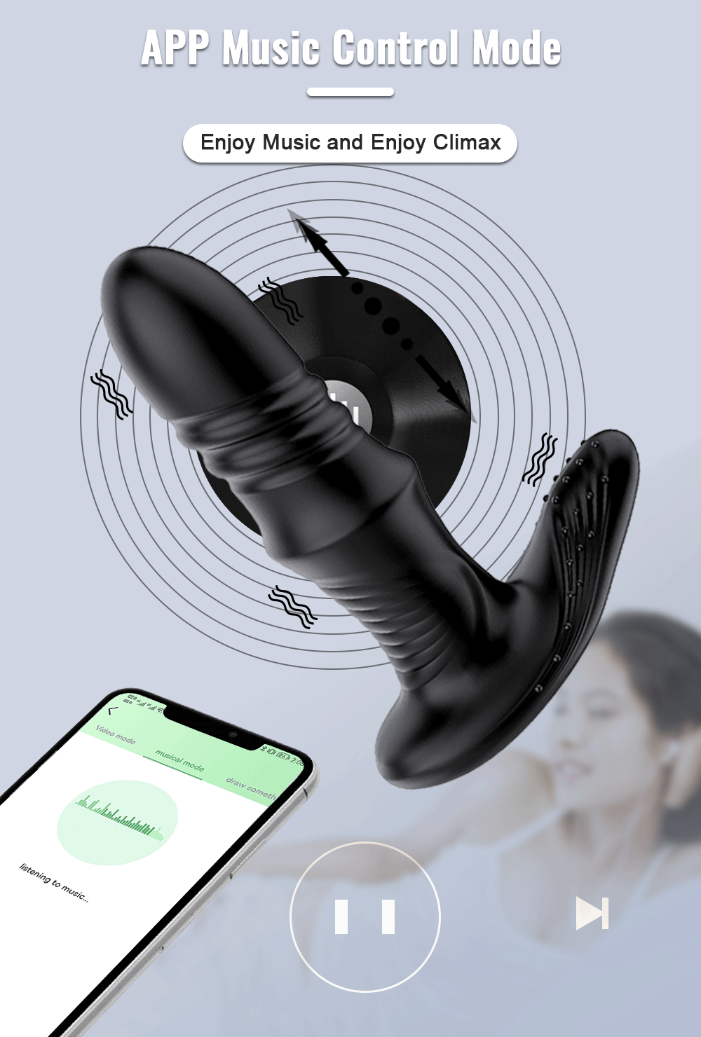 Lovesecret Premium Prostate Massager LS03 – App Controlled - Up & Down - 9 Thrusting / Vibration Modes