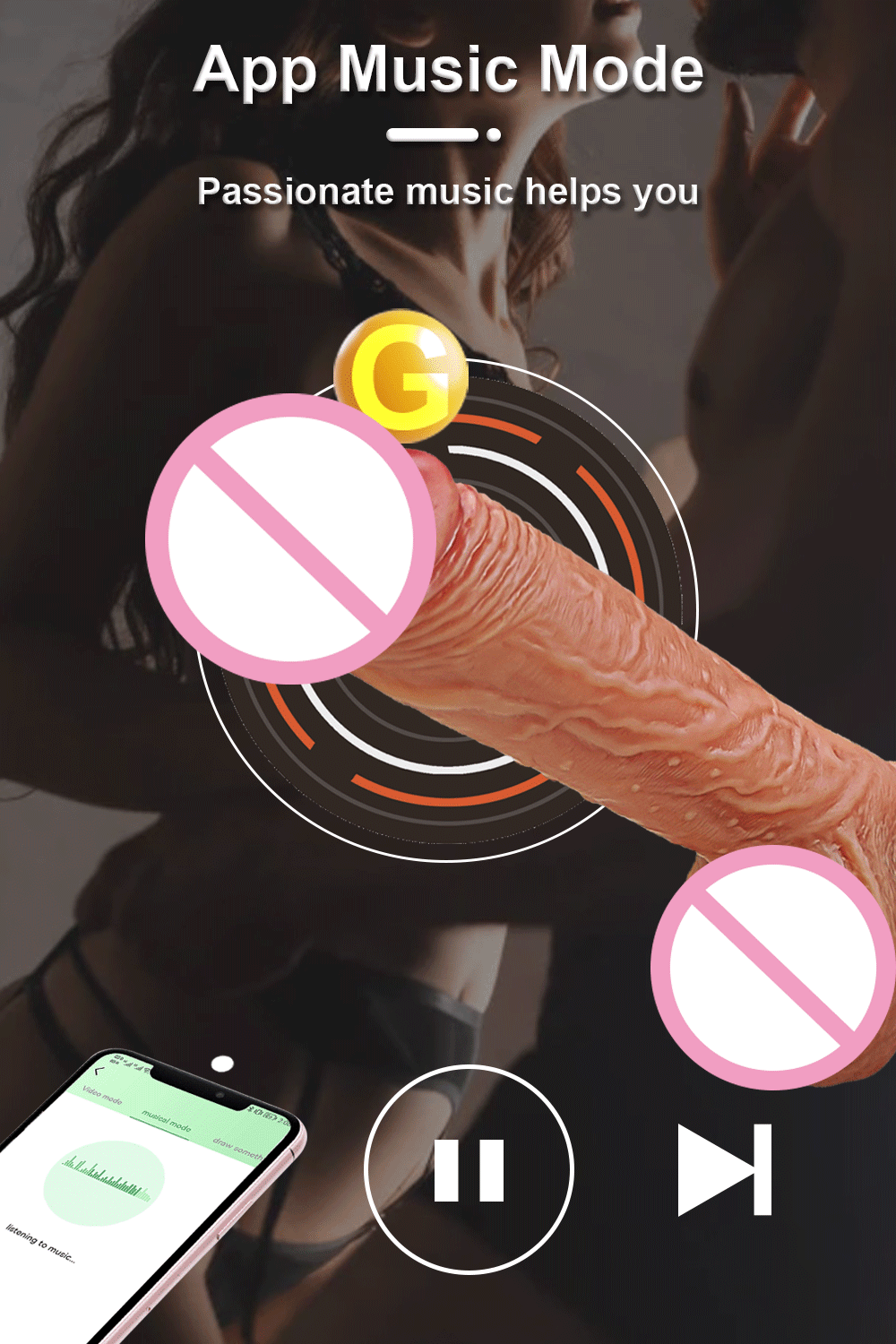 Lovesecret Premium – LS04 – Realistic Vibrator with Big Balls – App-Controlled - Up & Down / Heated / Thrusting / Shaking Modes – Flesh Color