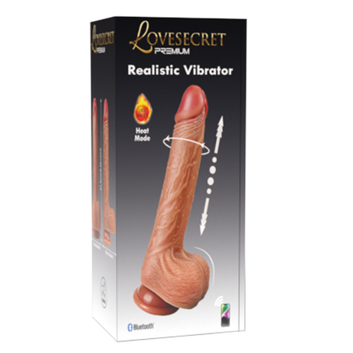 Lovesecret Premium – LS04 – Realistic Vibrator with Big Balls – App-Controlled - Up & Down / Heated / Thrusting / Shaking Modes – Flesh Color