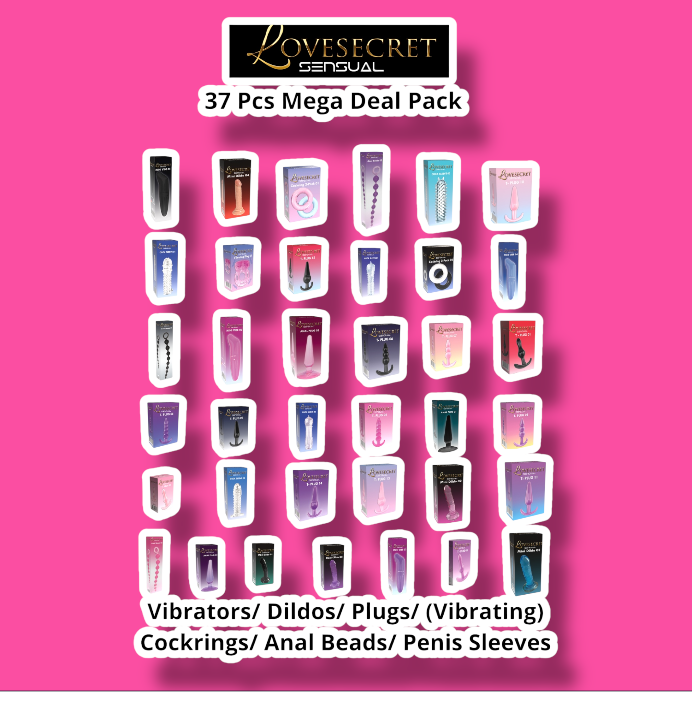 Lovesecret Sensual – LS48 – 37 Pcs Mega Deal Pack Vibrators / Realistic Dildos / Plugs / (Vibrating) Cockrings