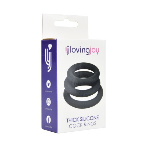 Silicone Extra Thick Cockring 3-Pack Black - N11708