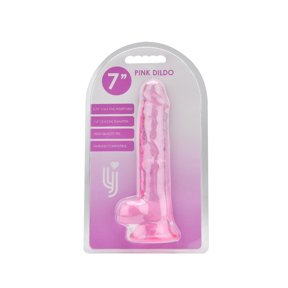 7 Inch  Insertable Pink Realistic Dildo With Balls and Suction Cup - 19 CM - N12311