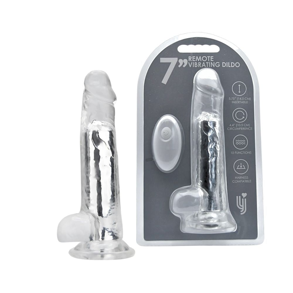 Loving Joy - 7 Inch Remote Vibrating Realistic Clear Dildo - 19 CM - Strong blister