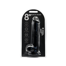 Loving Joy - 8 Inch Realistic Dildo with Balls Black - 21,5 Cm Strong Blister