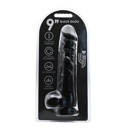 Loving Joy - 9 Inch Realisti Dildo with Balls Black - 24 Cm In Strong Blister