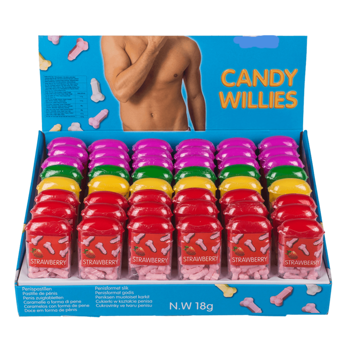 Kinky Pleasure - OB053 - Tiktak Penis Willy's - 4 Flavour - Strawberry, Banana, Mint, Cherry - 18 gr