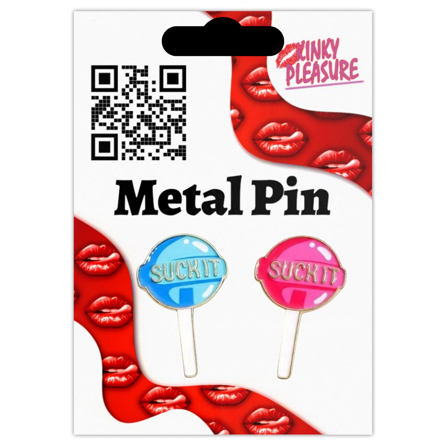 Kinky Pleasure - KPB081 - Metal Pin - Suck It Lolly Blue & Pink