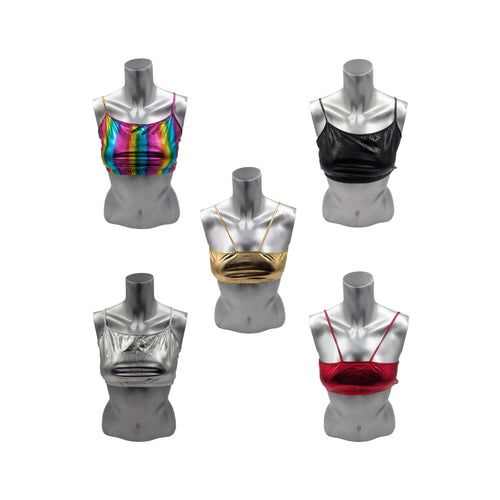 Kinky Glossy Slim Top With Strap Mix 5 Pack - 5 different colours
