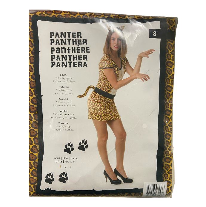 Sexy Leopard Costume – One-Piece Dress with Tail and Leopard Ears Tiara - S / M / L