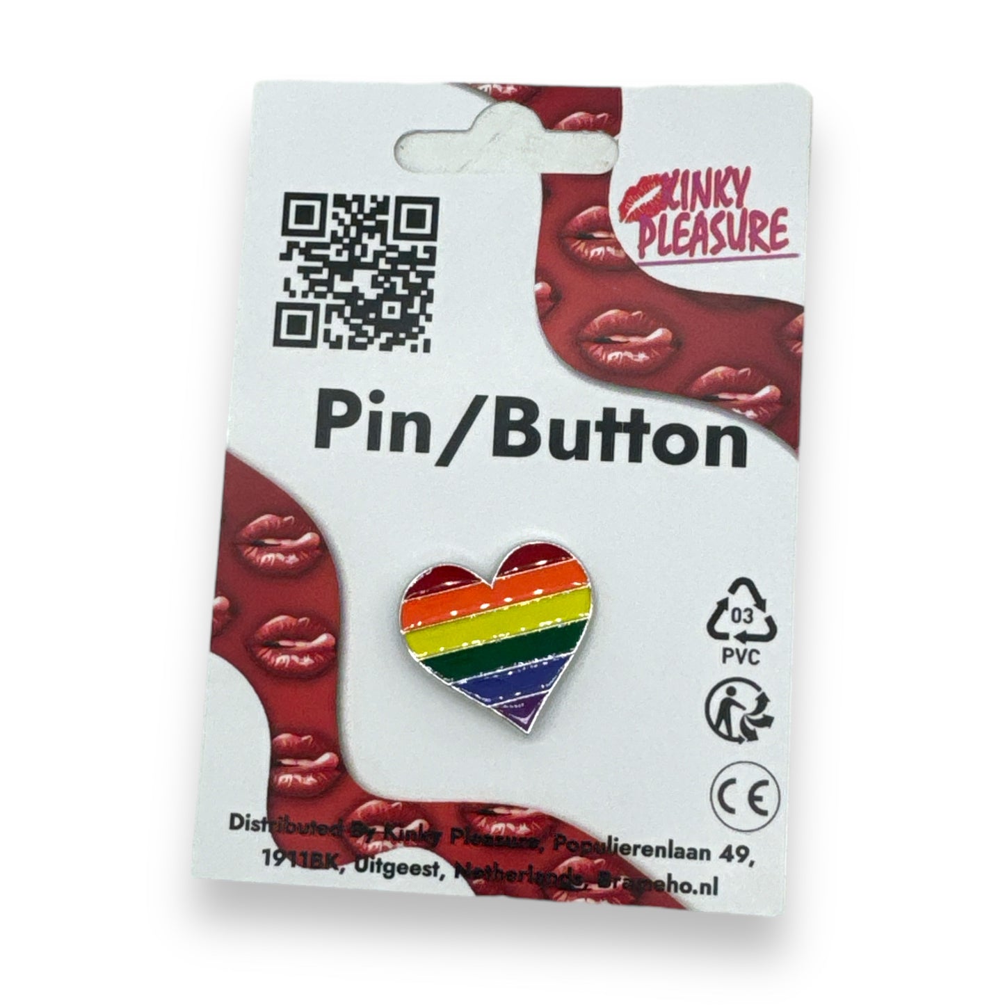 Kinky Pleasure - KPB040 - Badge / Pin - Heart - Model 01 - Silver