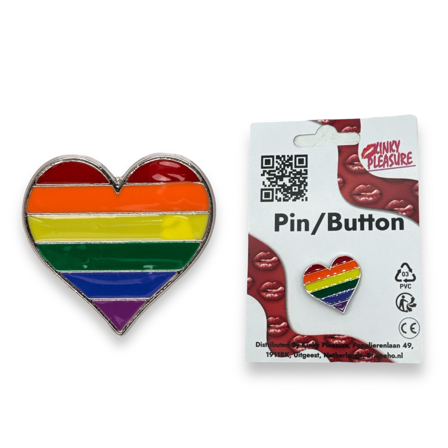 Kinky Pleasure - KPB040 - Badge / Pin - Heart - Model 01 - Silver