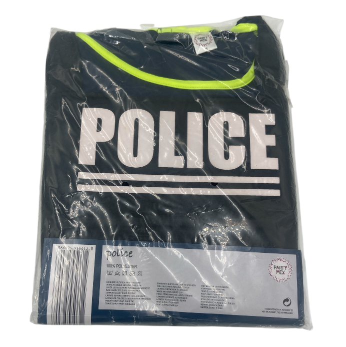Sexy Policewoman Costume – Blue Roleplay Dress with Yellow Accent & Police Cap