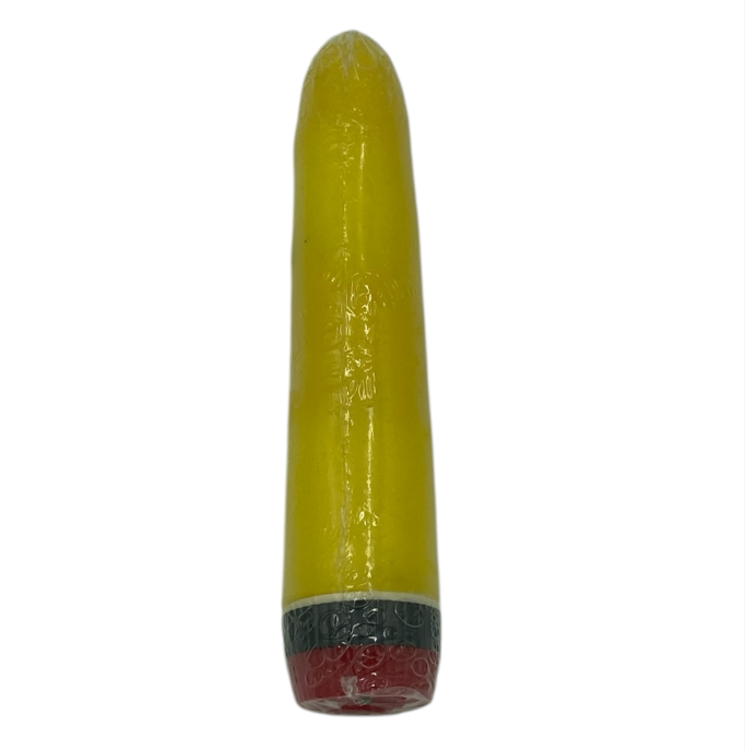 Yellow Smooth Realistic Vibrator – 18 cm, Battery Operated, Window Box Packaging - Dark Spots - Club