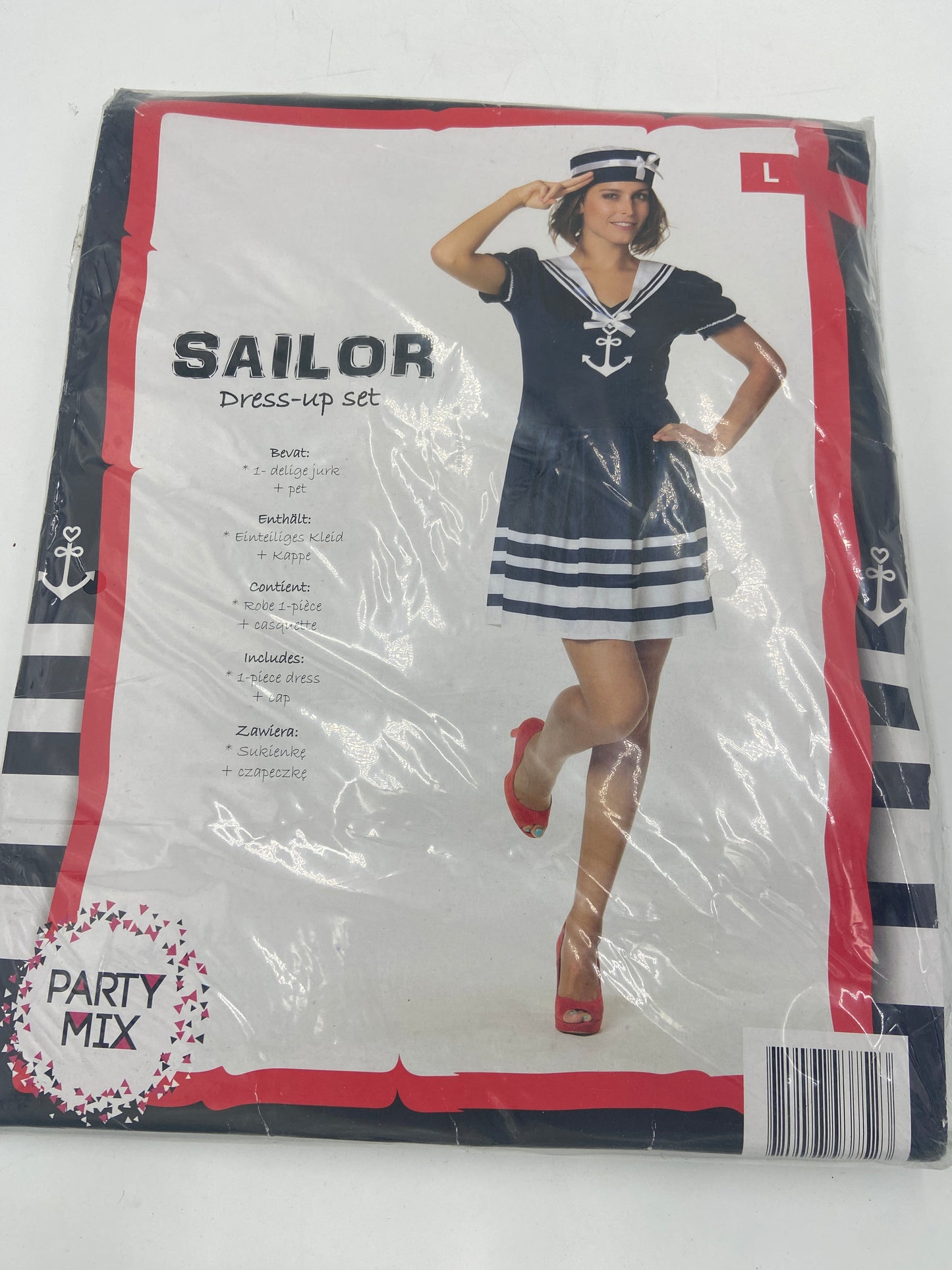 Sexy Sailor Costume – Blue & White Mini Dress with Matching Cap - S / M / L